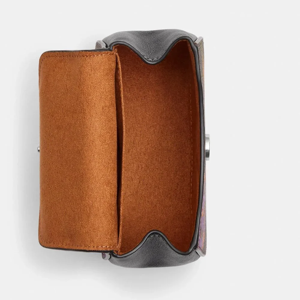 🌸 Coach Morgan Card Case On A Chain In Signature Canvas With Rose Print - Picture 4 of 11